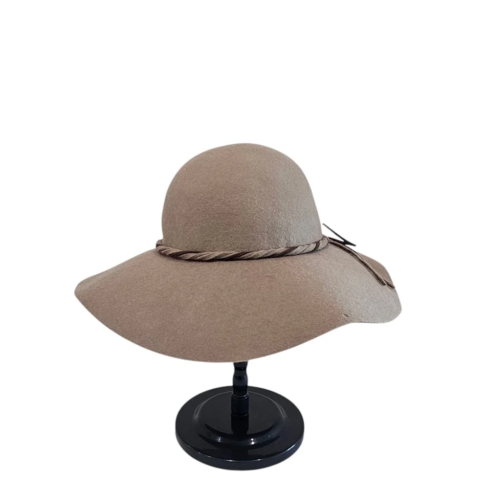 Elegant Tan Women's 100% Wool Floppy Hat